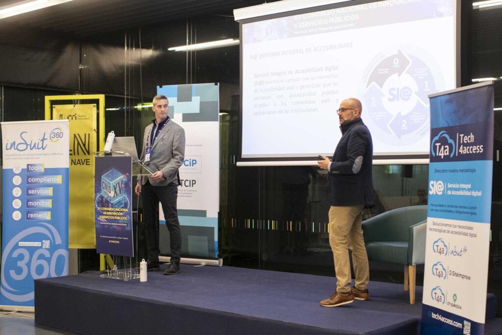 Juan Antonio Cebollada (Socio fundador y CTO de inSuit), Antonio Maizonada (Responsable de Consultoría en Accesibilidad Digital en Tech4access) imparten ponencia «inSuit – Desarrollo de un Servicio Integral de Accesibilidad digital: Garantiza el cumplimiento del RD 1112/2018 en instituciones públicas» en el CNIS 2025.